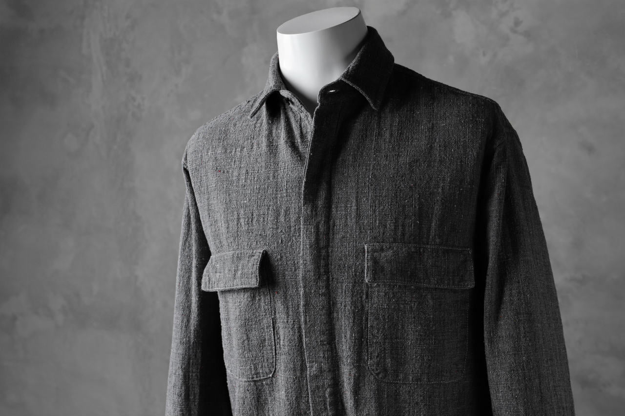 COLINA FRENCH WORK SHIRT JACKET / HAND SPUN COTTON TWEED (SUMI) - Image 16
