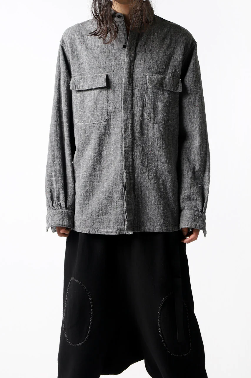 COLINA FRENCH WORK SHIRT JACKET / HAND SPUN COTTON TWEED (SUMI) - Image 17