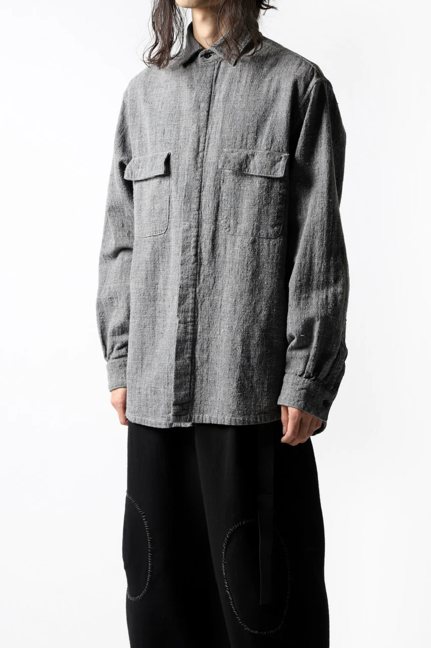 COLINA FRENCH WORK SHIRT JACKET / HAND SPUN COTTON TWEED (SUMI) - Image 20