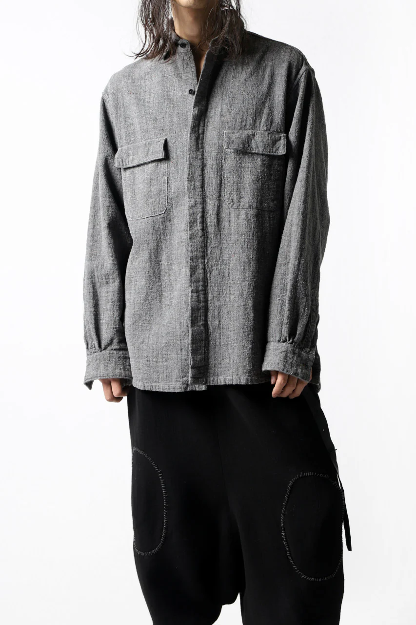 COLINA FRENCH WORK SHIRT JACKET / HAND SPUN COTTON TWEED (SUMI) - Image 21