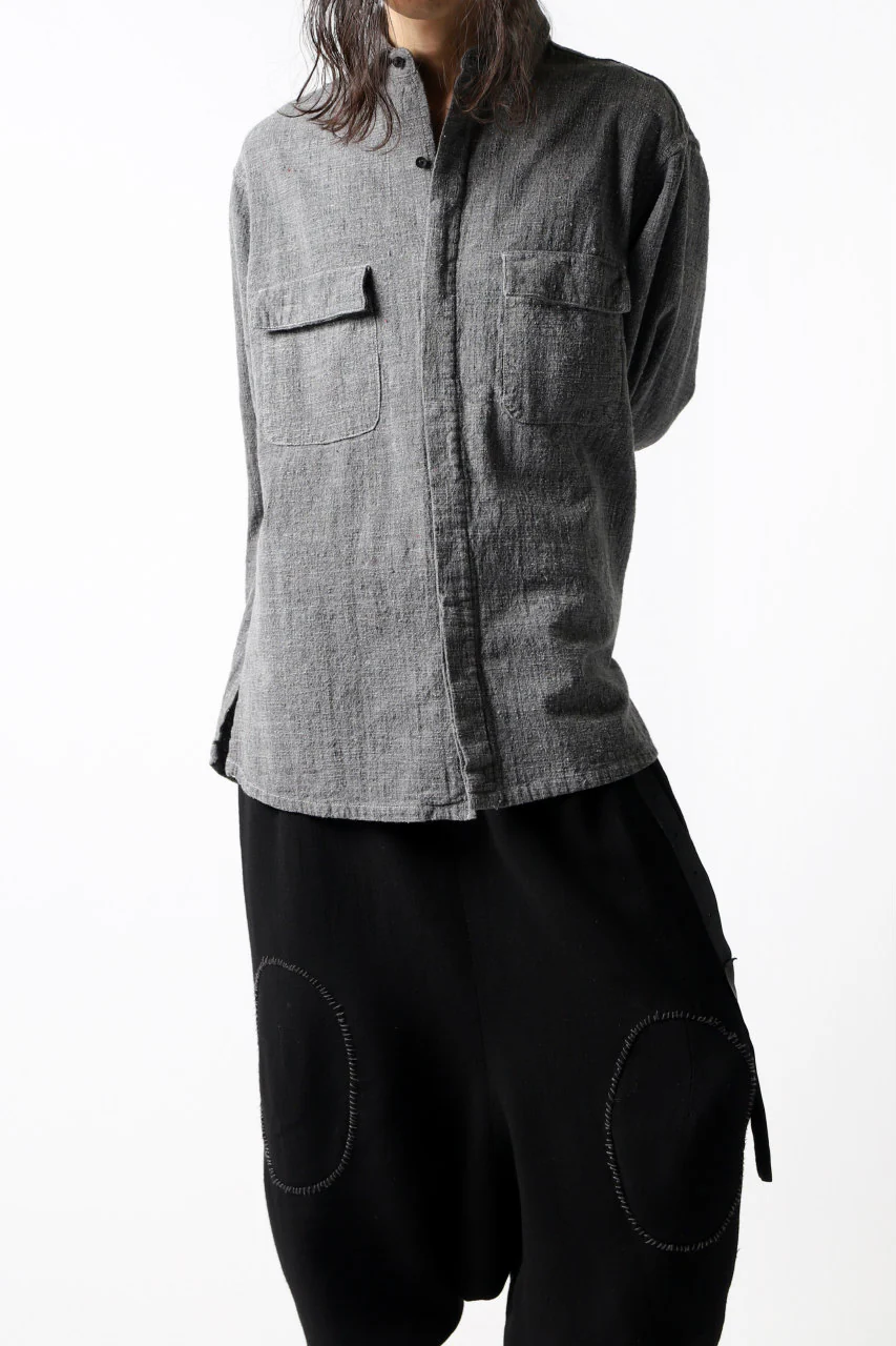 COLINA FRENCH WORK SHIRT JACKET / HAND SPUN COTTON TWEED (SUMI) - Image 23
