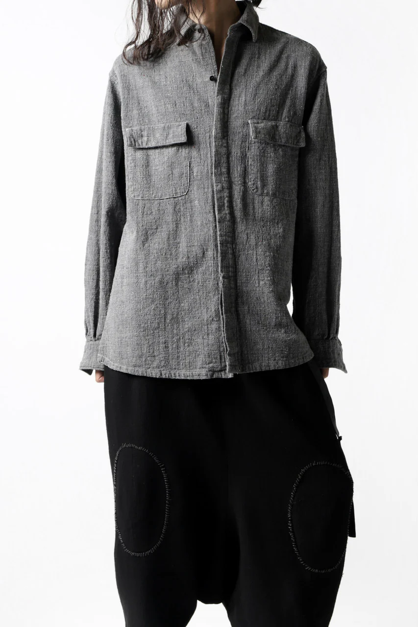 COLINA FRENCH WORK SHIRT JACKET / HAND SPUN COTTON TWEED (SUMI) - Image 24