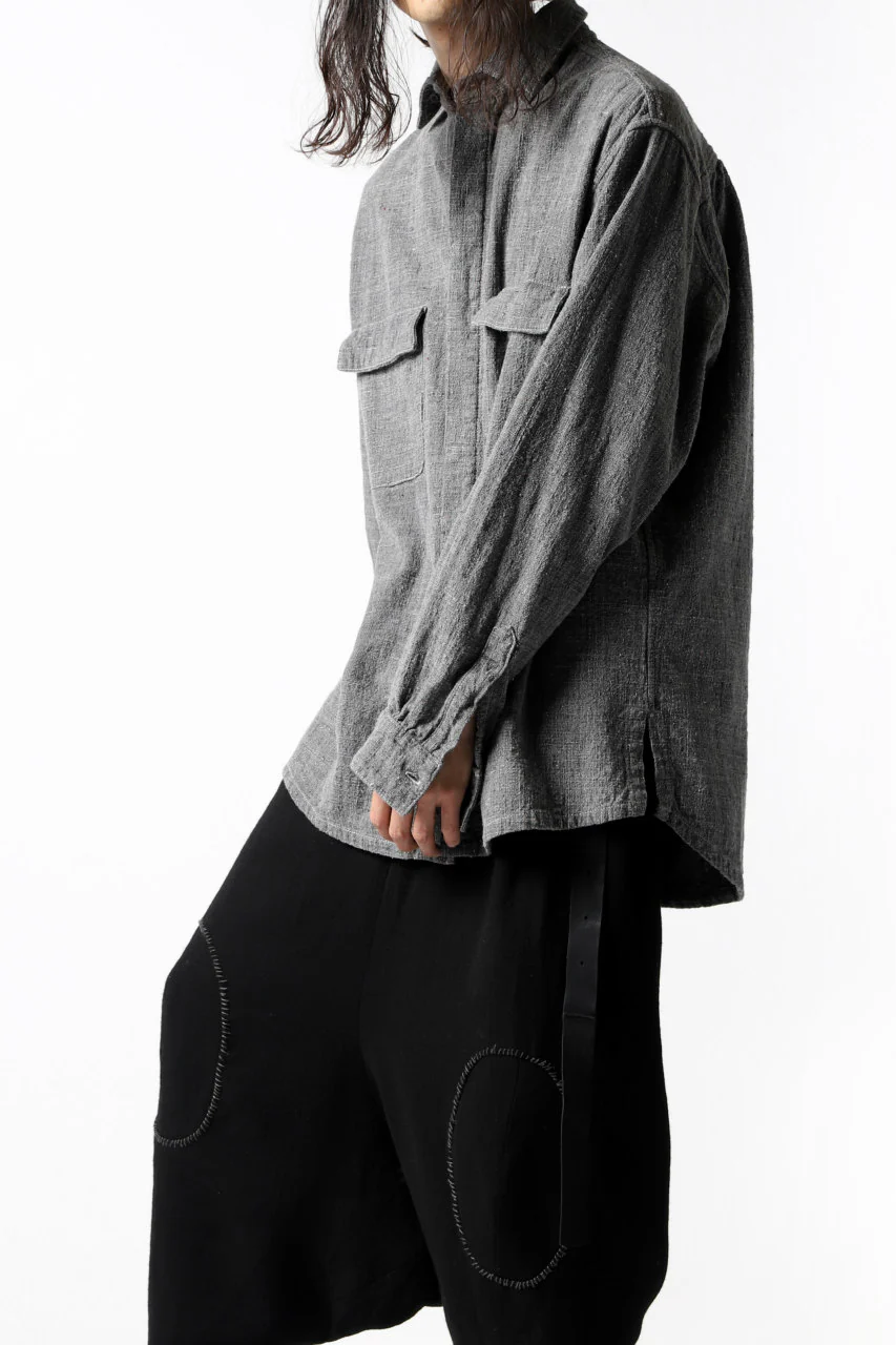 COLINA FRENCH WORK SHIRT JACKET / HAND SPUN COTTON TWEED (SUMI) - Image 27