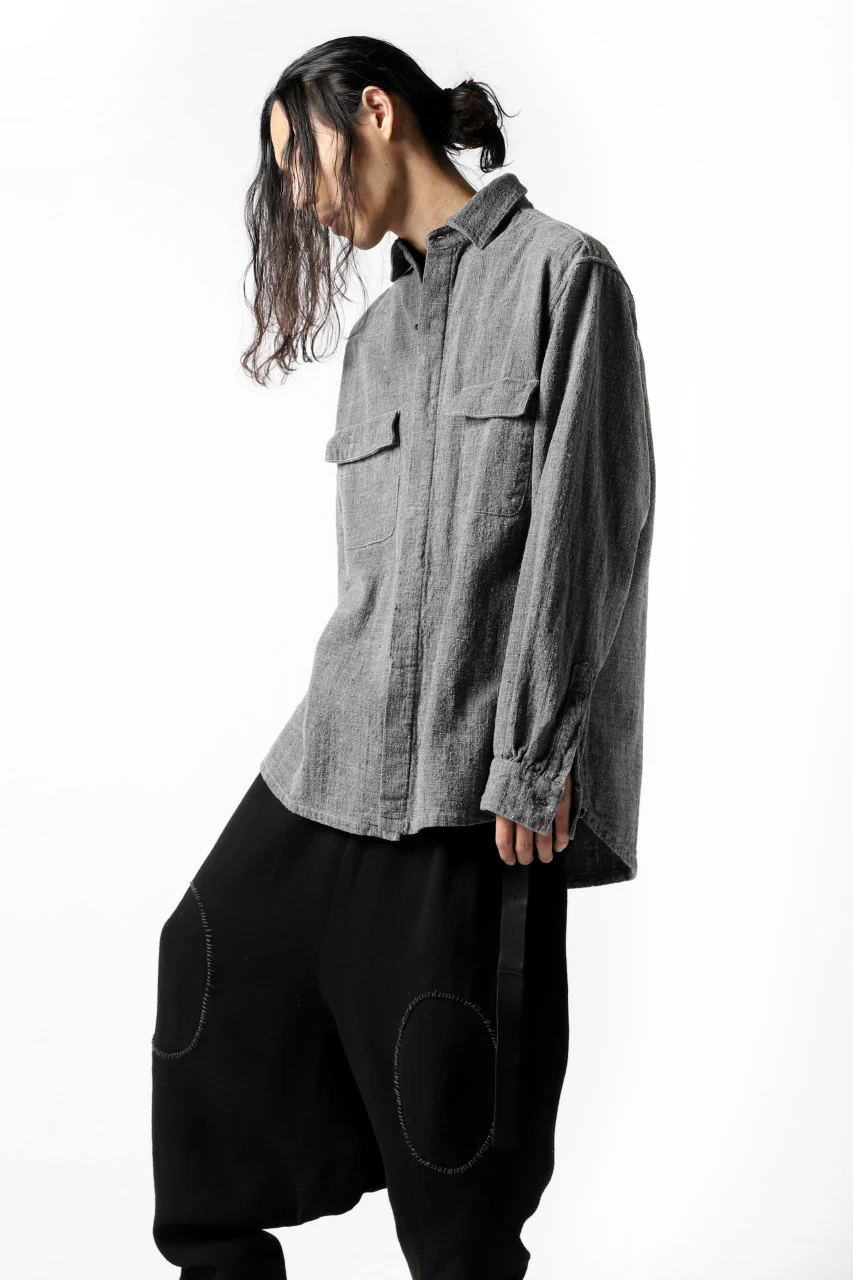 COLINA FRENCH WORK SHIRT JACKET / HAND SPUN COTTON TWEED (SUMI) - Image 28