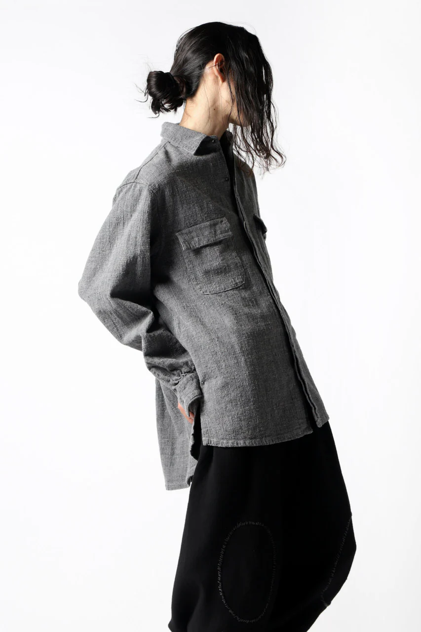 COLINA FRENCH WORK SHIRT JACKET / HAND SPUN COTTON TWEED (SUMI) - Image 29