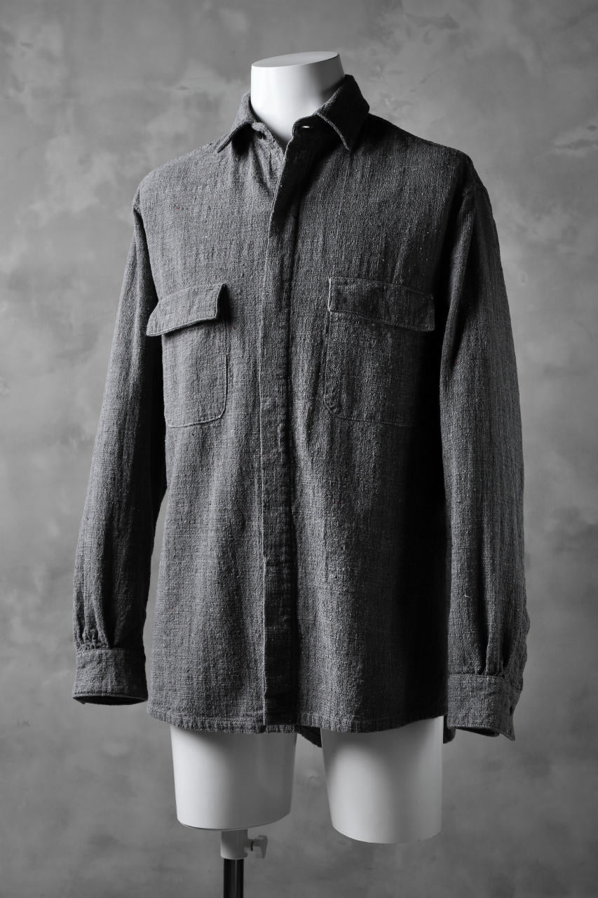 COLINA FRENCH WORK SHIRT JACKET / HAND SPUN COTTON TWEED (SUMI) - Image 3