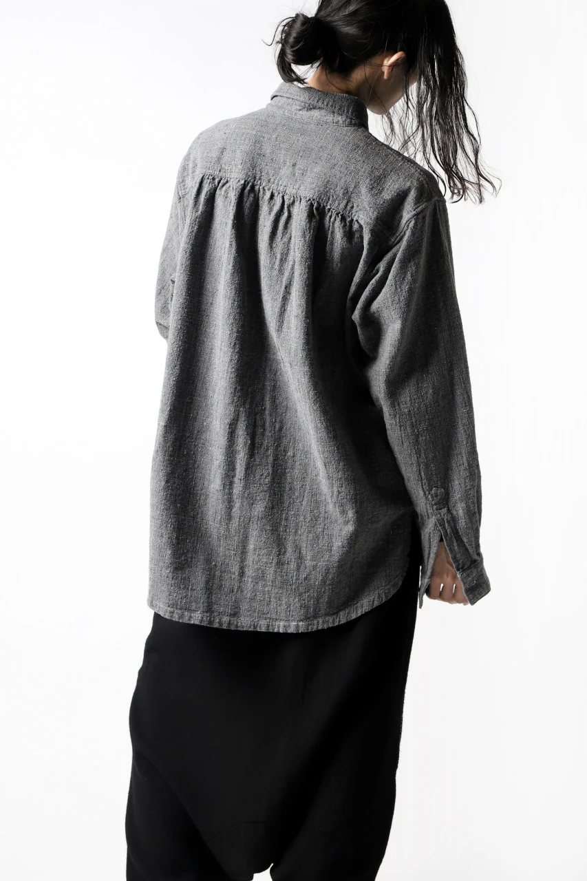 COLINA FRENCH WORK SHIRT JACKET / HAND SPUN COTTON TWEED (SUMI) - Image 31