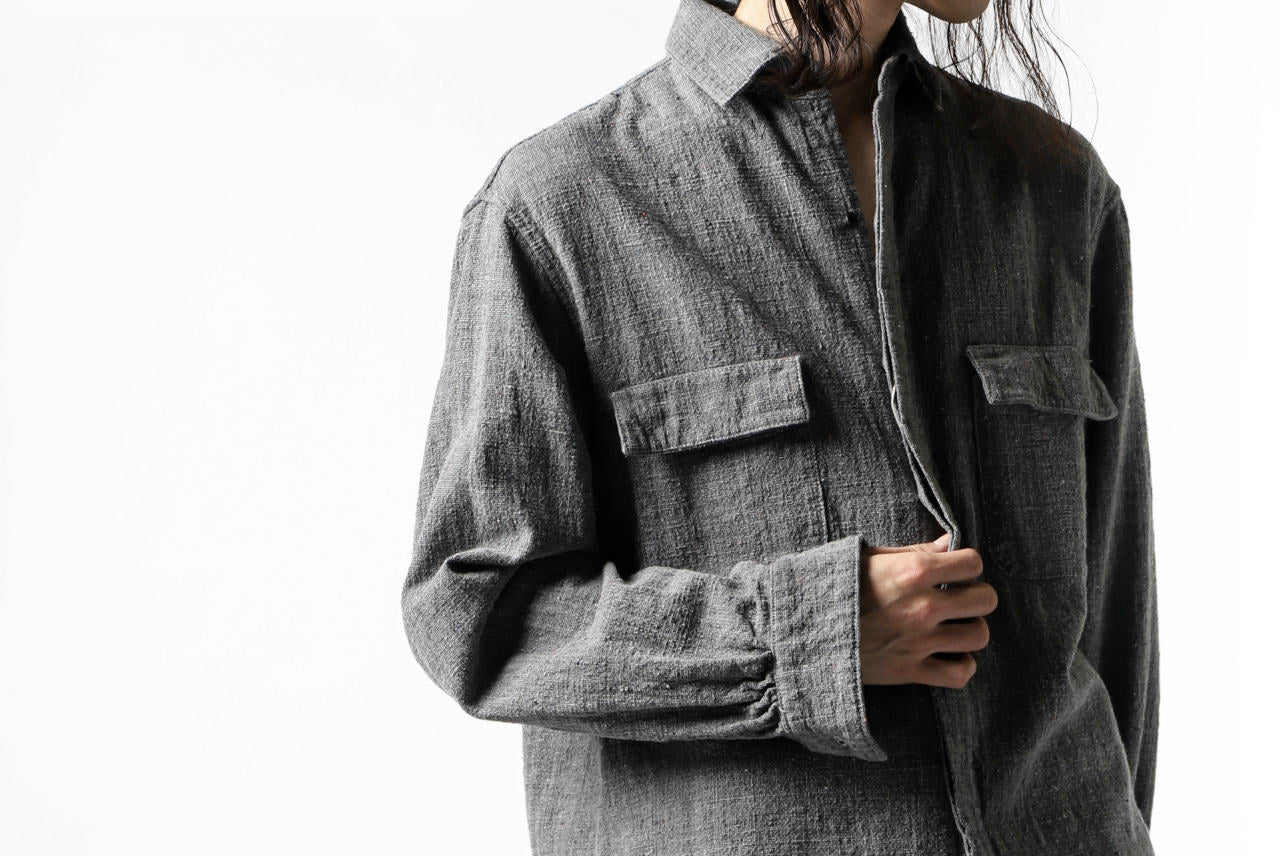 COLINA FRENCH WORK SHIRT JACKET / HAND SPUN COTTON TWEED (SUMI) - Image 37