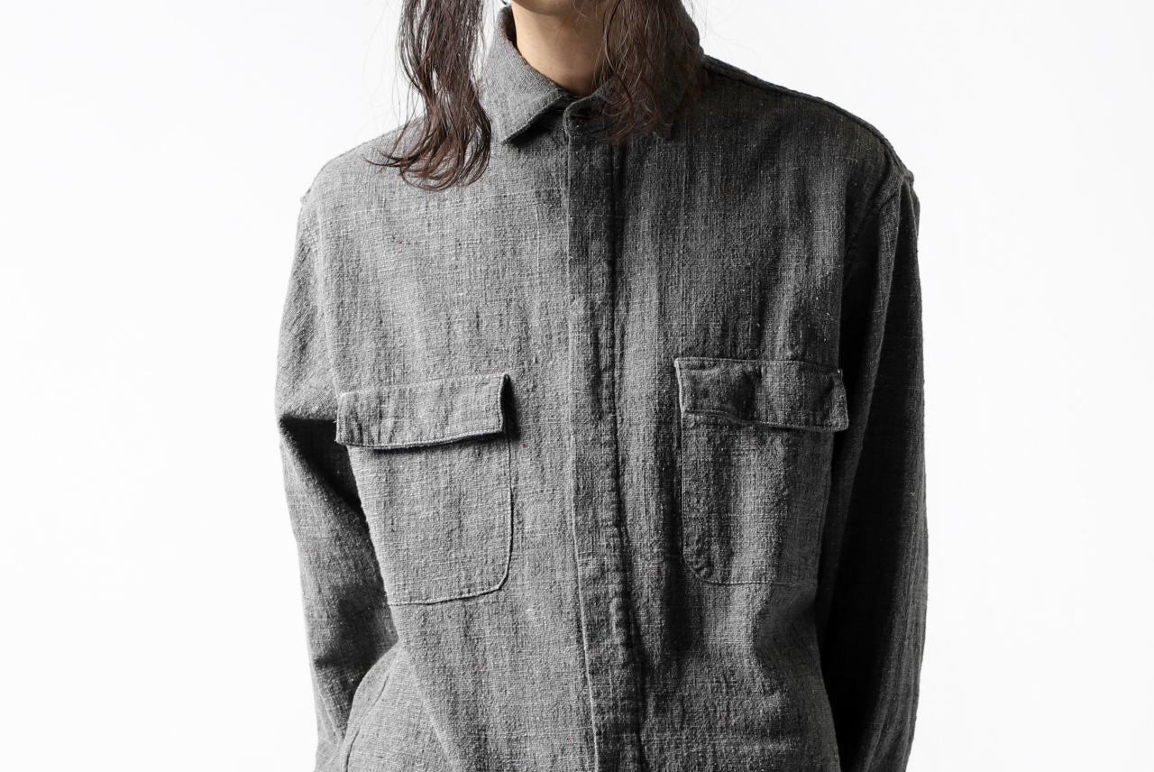 COLINA FRENCH WORK SHIRT JACKET / HAND SPUN COTTON TWEED (SUMI) - Image 38