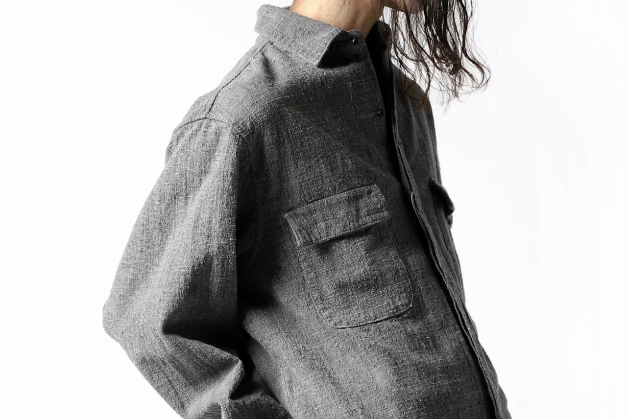 COLINA FRENCH WORK SHIRT JACKET / HAND SPUN COTTON TWEED (SUMI) - Image 39