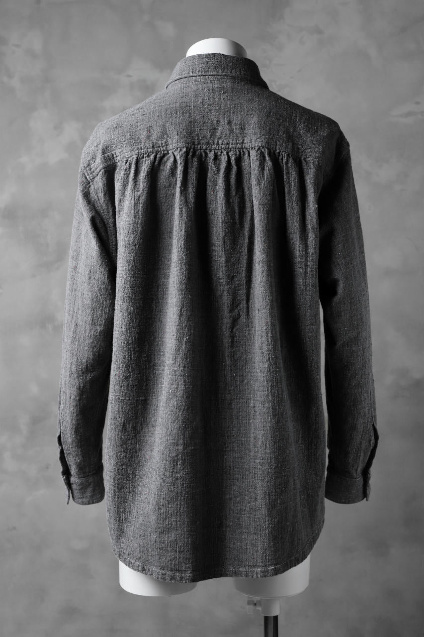 COLINA FRENCH WORK SHIRT JACKET / HAND SPUN COTTON TWEED (SUMI) - Image 4