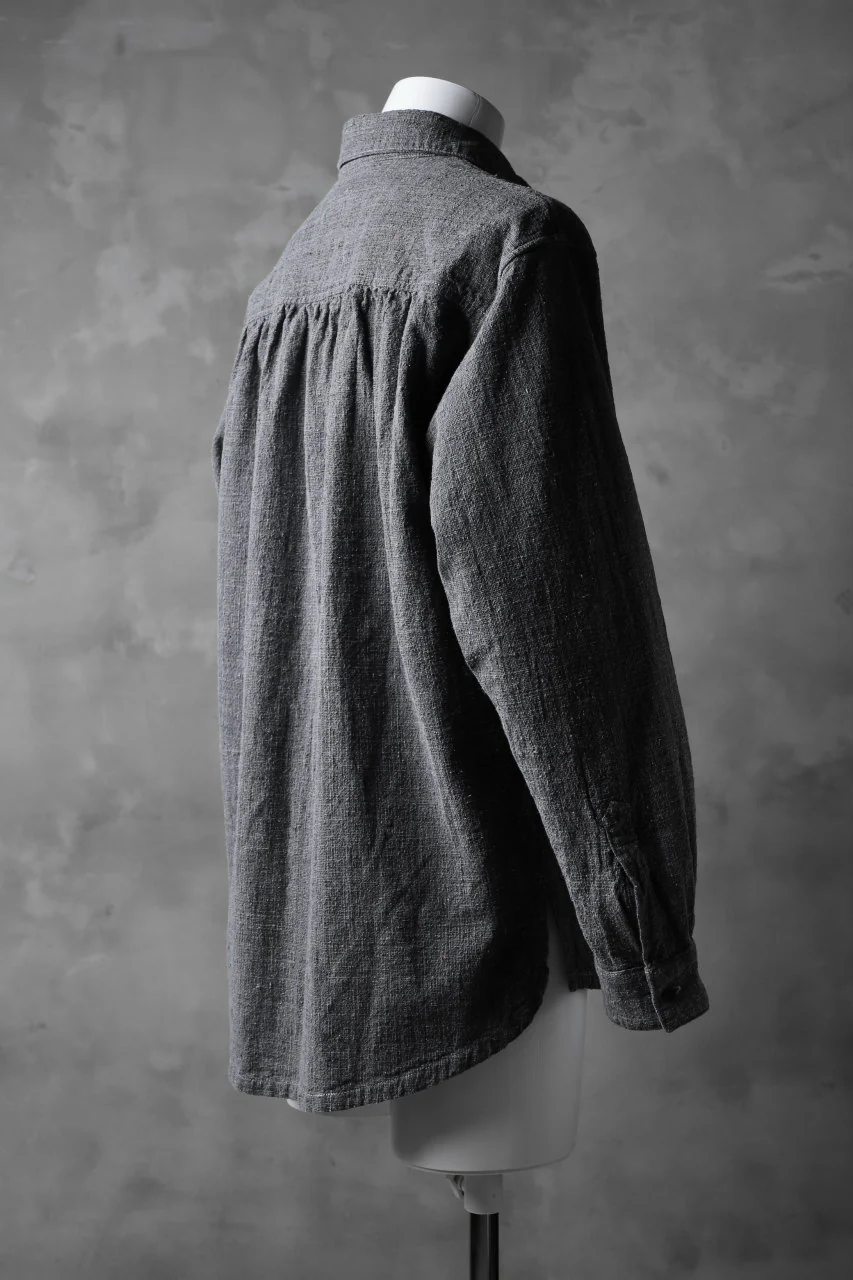 COLINA FRENCH WORK SHIRT JACKET / HAND SPUN COTTON TWEED (SUMI) - Image 5