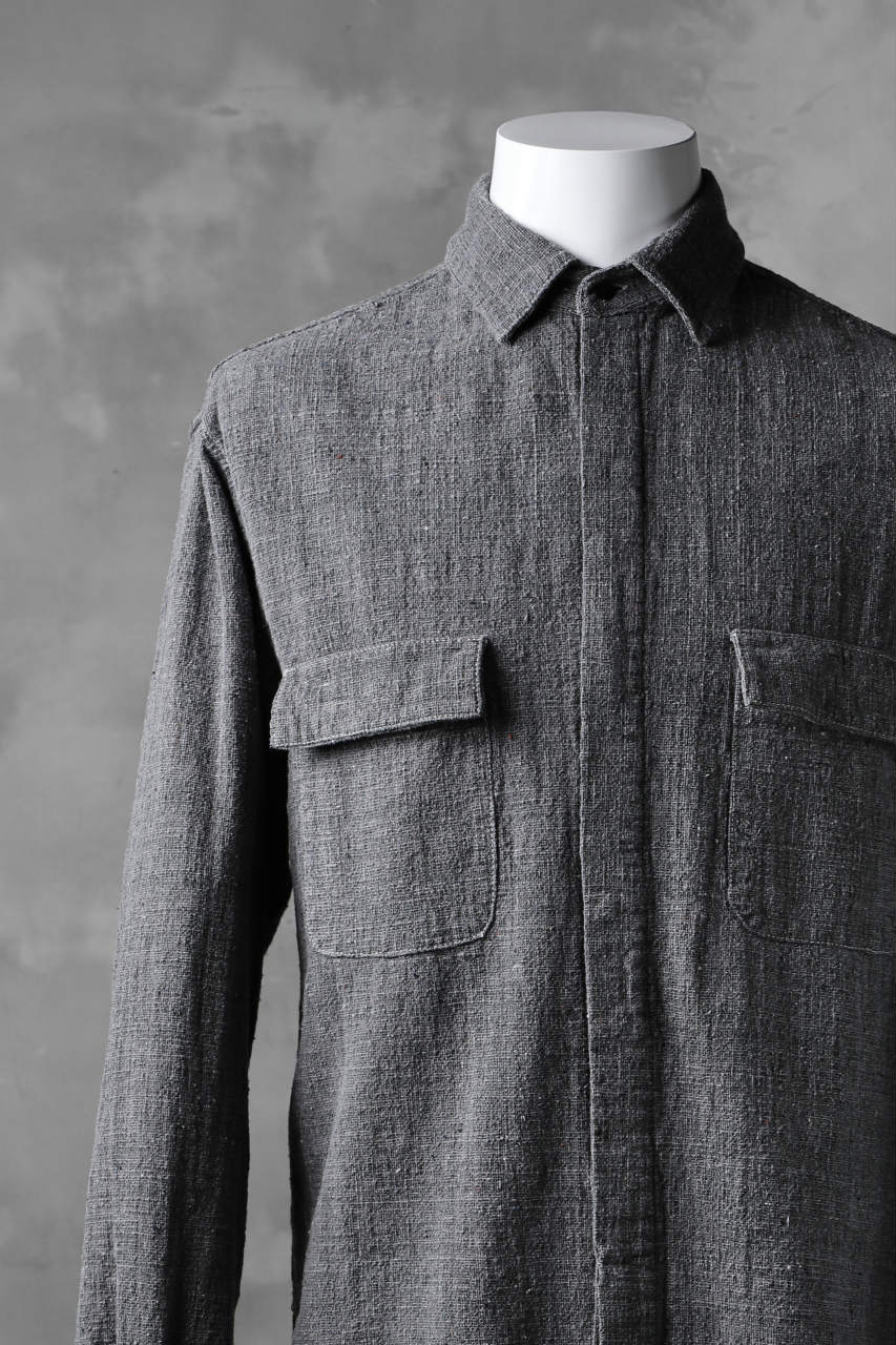 COLINA FRENCH WORK SHIRT JACKET / HAND SPUN COTTON TWEED (SUMI) - Image 6