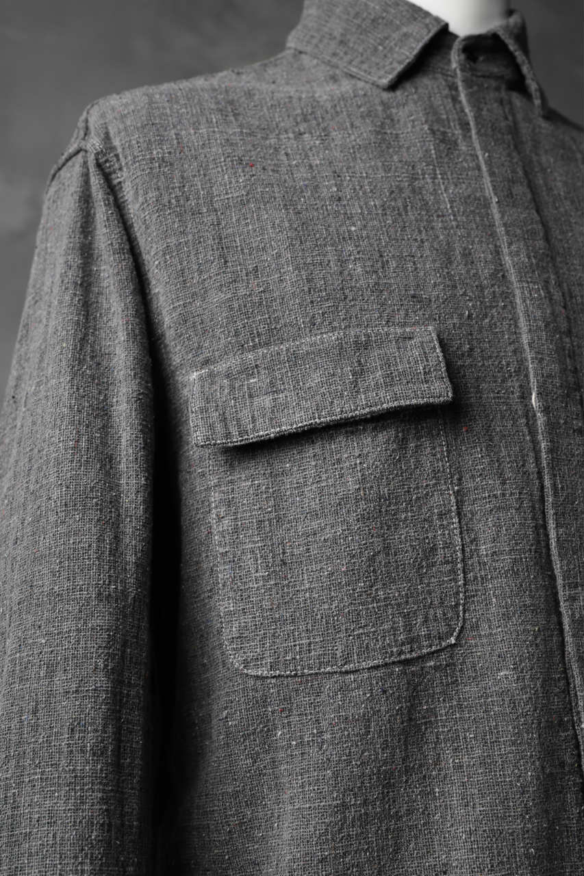 COLINA FRENCH WORK SHIRT JACKET / HAND SPUN COTTON TWEED (SUMI) - Image 8