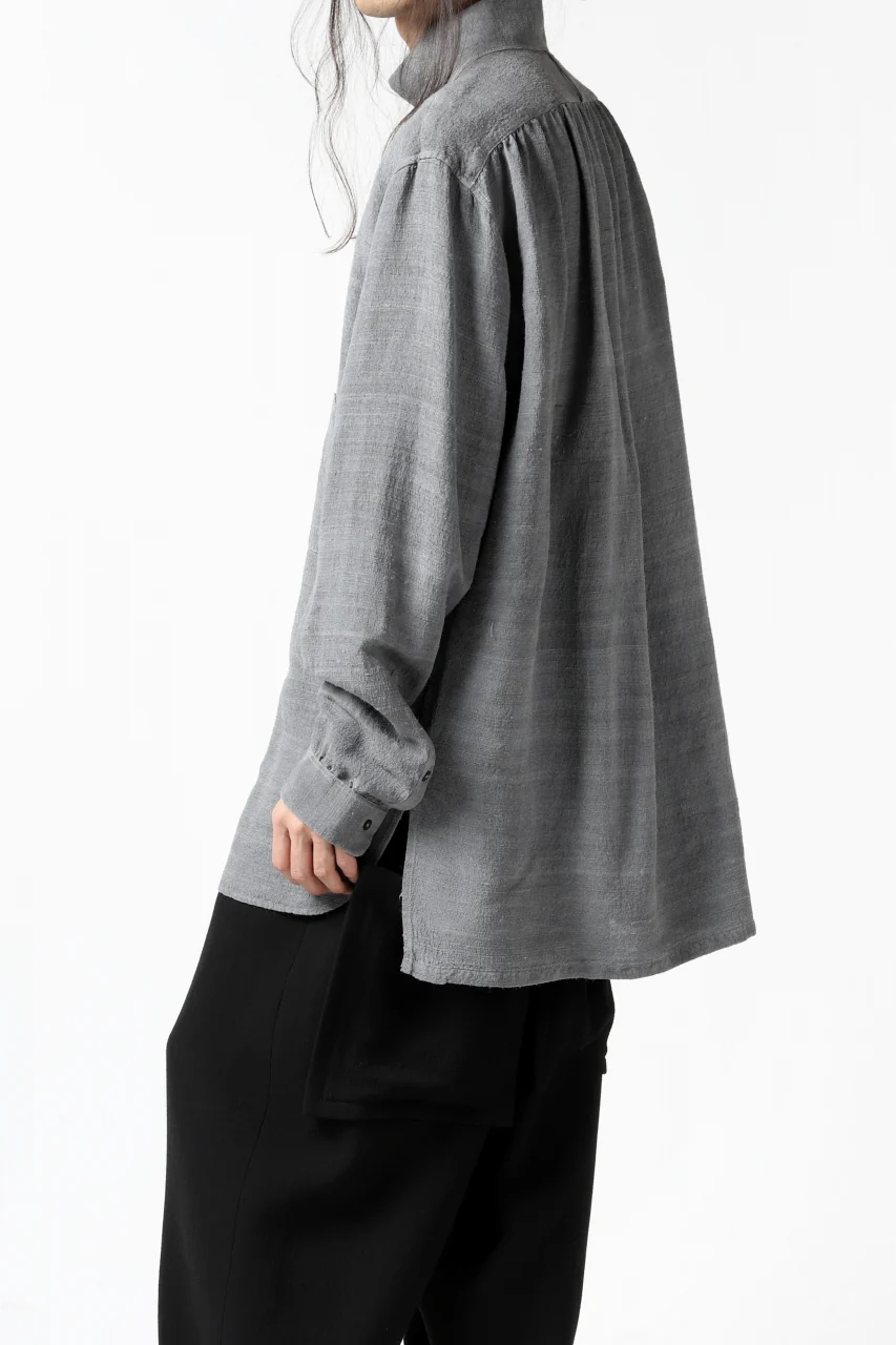 COLINA GARDENER SHIRT / SLUB SILK (SUMI DYED) - Image 8