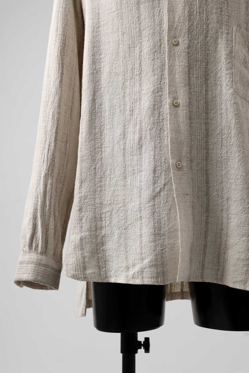 COLINA GARDENER SHIRT / SHADOW STRIPE (LINEN / NEPPED SILK) (BROWN) - Image 14