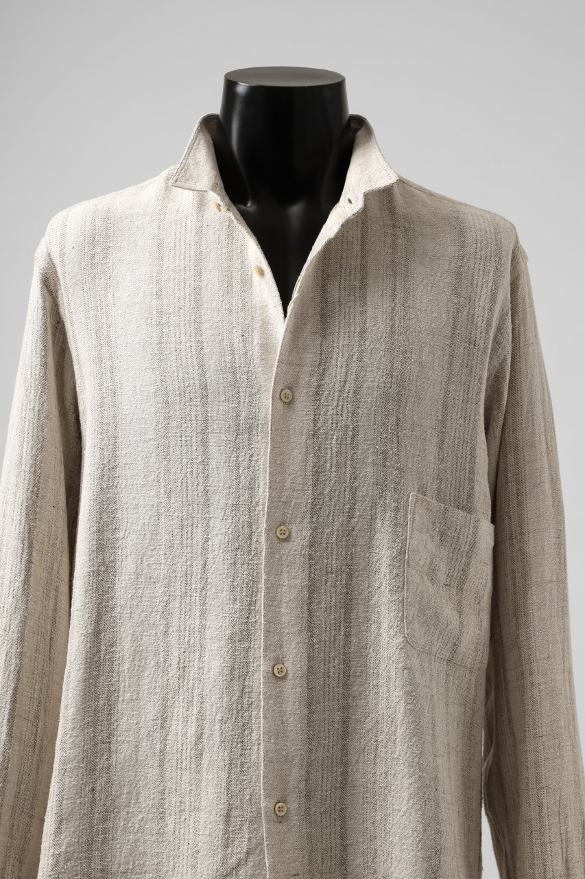 COLINA GARDENER SHIRT / SHADOW STRIPE (LINEN / NEPPED SILK) (BROWN) - Image 17