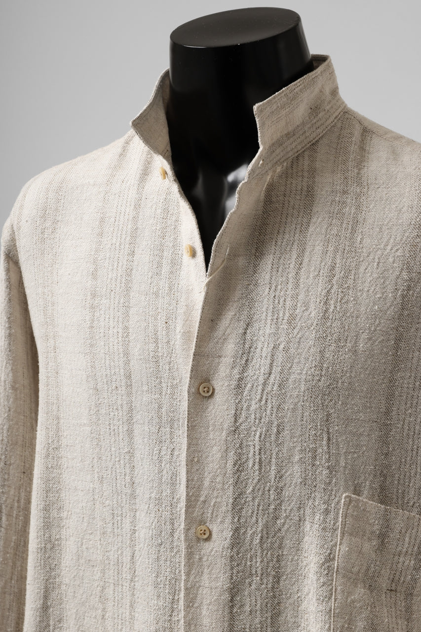 COLINA GARDENER SHIRT / SHADOW STRIPE (LINEN / NEPPED SILK) (BROWN) - Image 18