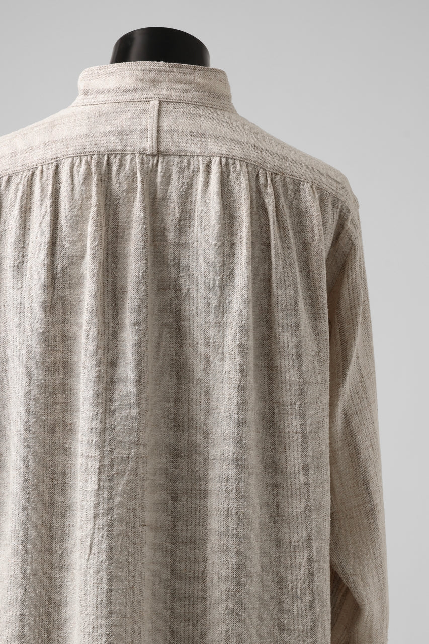 COLINA GARDENER SHIRT / SHADOW STRIPE (LINEN / NEPPED SILK) (BROWN) - Image 21