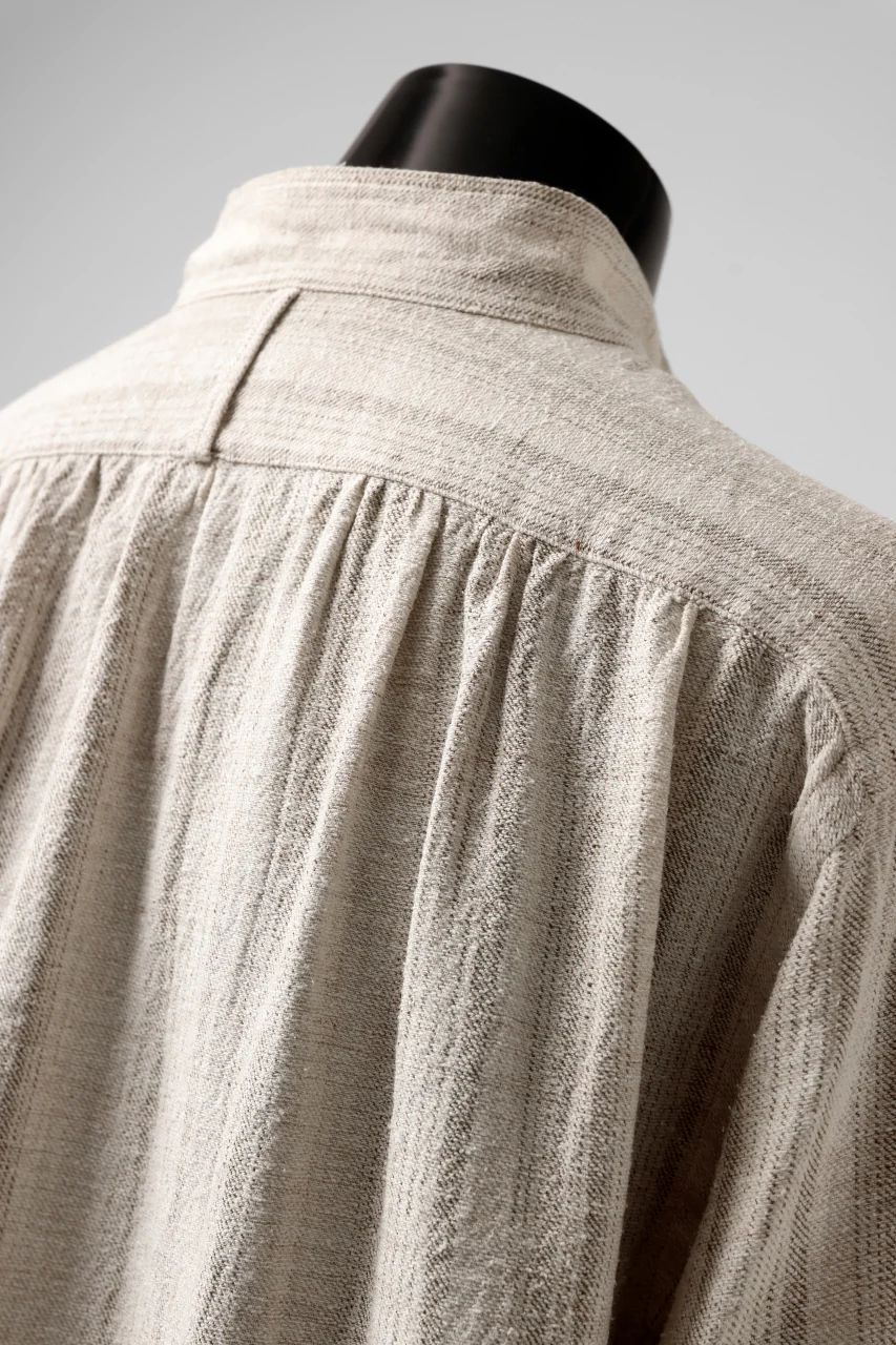 COLINA GARDENER SHIRT / SHADOW STRIPE (LINEN / NEPPED SILK) (BROWN) - Image 22