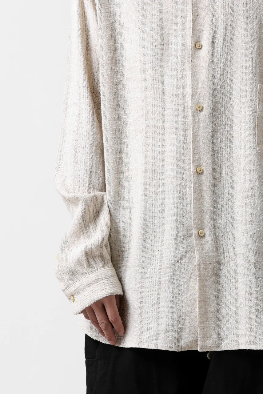 COLINA GARDENER SHIRT / SHADOW STRIPE (LINEN / NEPPED SILK) (BROWN) - Image 32