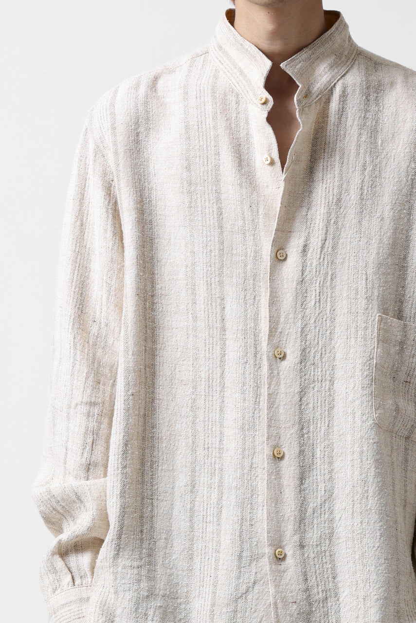 COLINA GARDENER SHIRT / SHADOW STRIPE (LINEN / NEPPED SILK) (BROWN) - Image 33