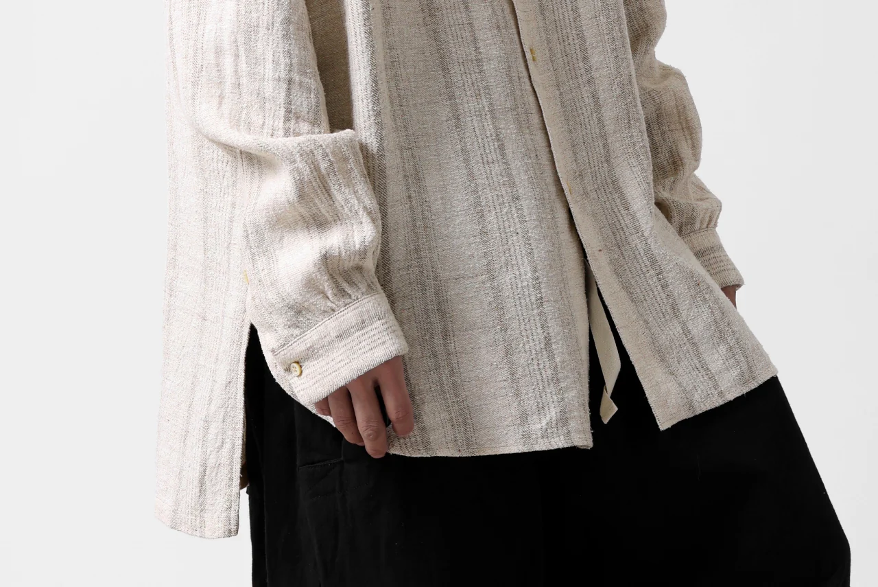 COLINA GARDENER SHIRT / SHADOW STRIPE (LINEN / NEPPED SILK) (BROWN) - Image 37