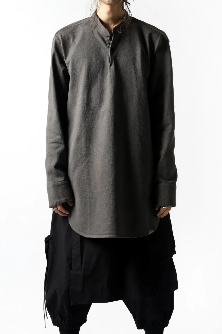 COLINA GRANPA PULL OVER SHIRT / LOG WOOD DYED HEAVY JERSEY (LOG WOOD BLACK) - Image 16