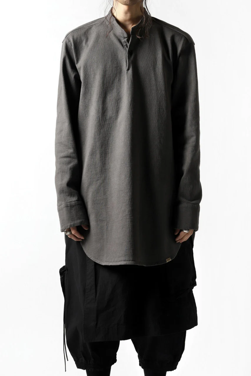 COLINA GRANPA PULL OVER SHIRT / LOG WOOD DYED HEAVY JERSEY (LOG WOOD BLACK) - Image 17