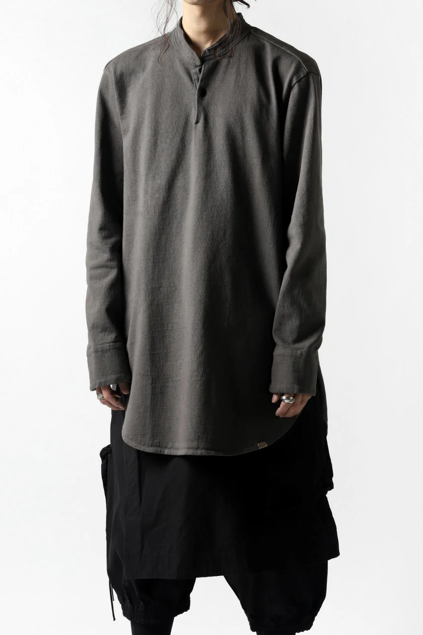 COLINA GRANPA PULL OVER SHIRT / LOG WOOD DYED HEAVY JERSEY (LOG WOOD BLACK) - Image 18