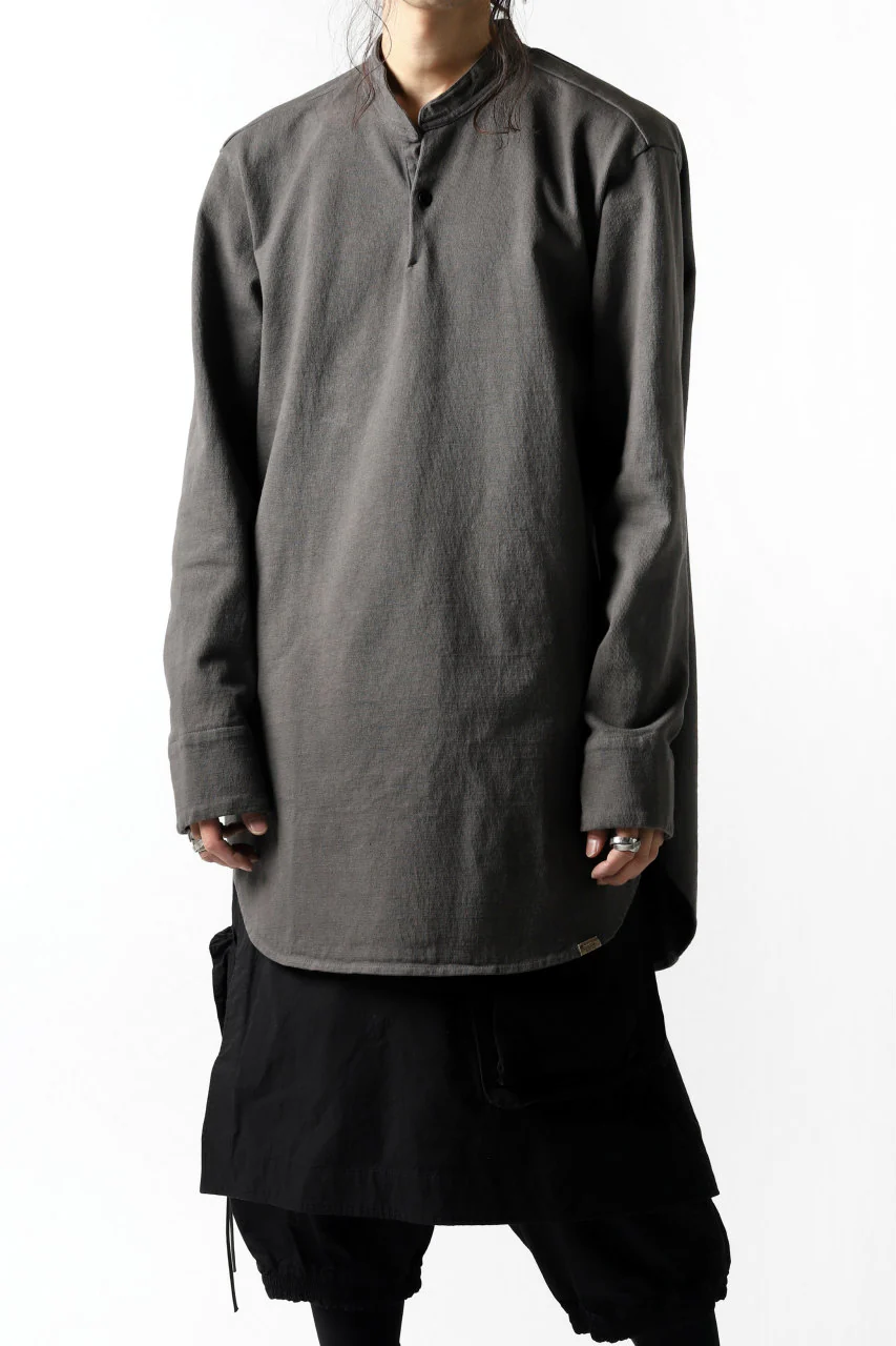 COLINA GRANPA PULL OVER SHIRT / LOG WOOD DYED HEAVY JERSEY (LOG WOOD BLACK) - Image 19