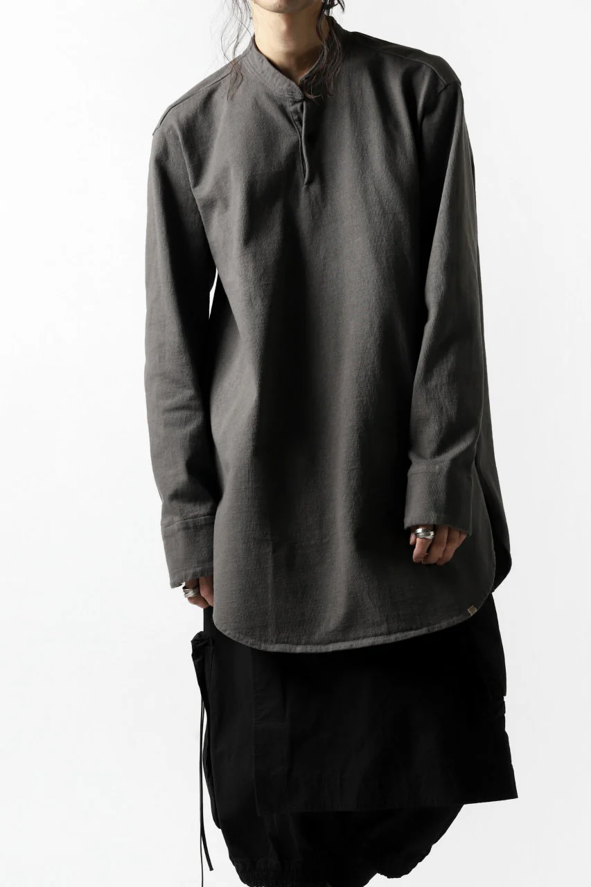 COLINA GRANPA PULL OVER SHIRT / LOG WOOD DYED HEAVY JERSEY (LOG WOOD BLACK) - Image 20
