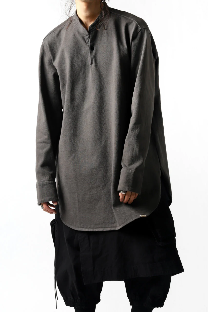 COLINA GRANPA PULL OVER SHIRT / LOG WOOD DYED HEAVY JERSEY (LOG WOOD BLACK) - Image 21