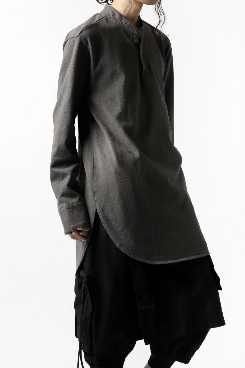 COLINA GRANPA PULL OVER SHIRT / LOG WOOD DYED HEAVY JERSEY (LOG WOOD BLACK) - Image 22