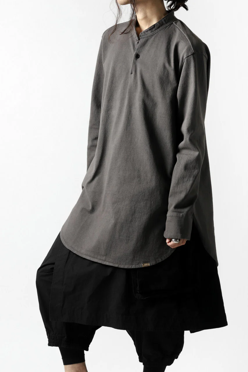 COLINA GRANPA PULL OVER SHIRT / LOG WOOD DYED HEAVY JERSEY (LOG WOOD BLACK) - Image 23
