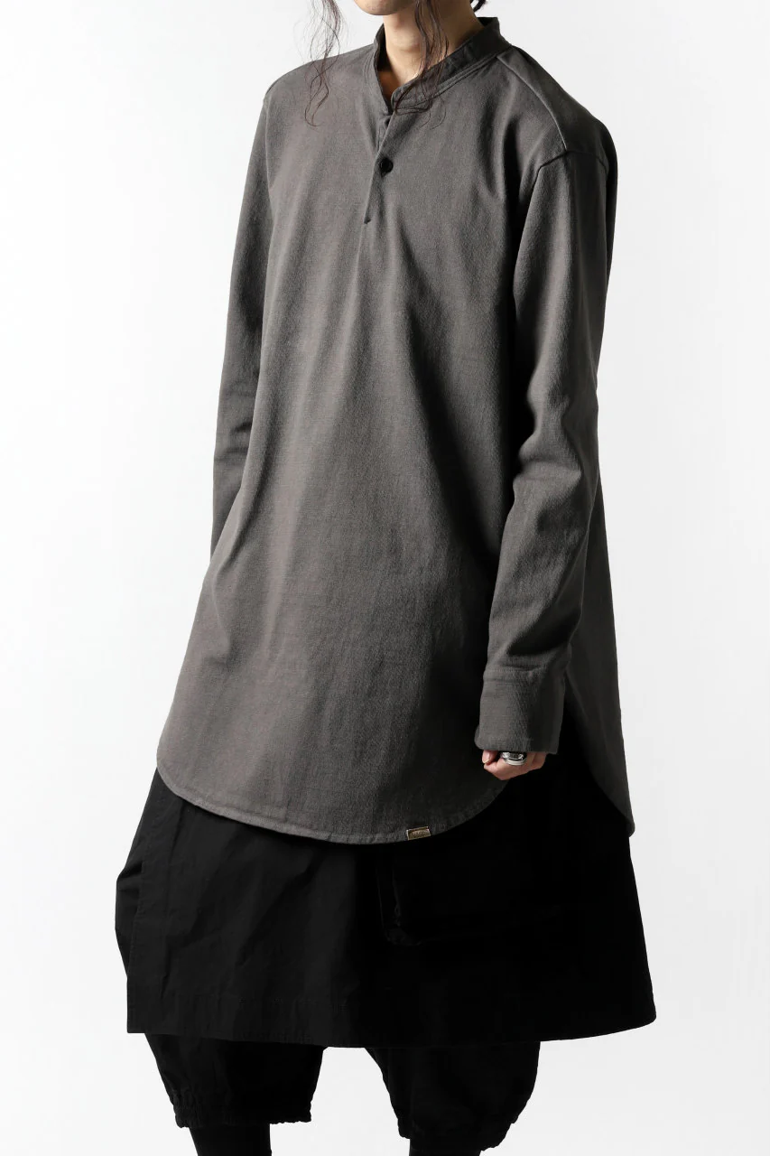 COLINA GRANPA PULL OVER SHIRT / LOG WOOD DYED HEAVY JERSEY (LOG WOOD BLACK) - Image 24