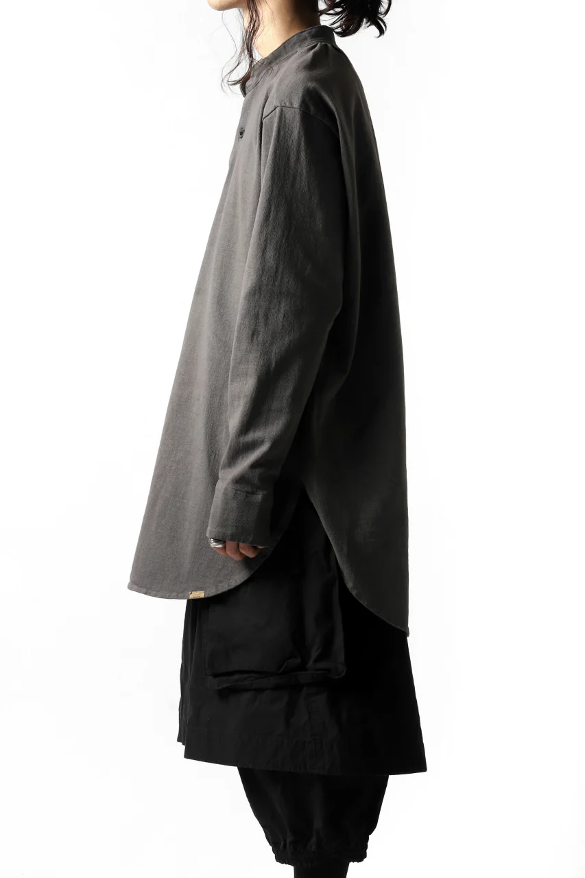 COLINA GRANPA PULL OVER SHIRT / LOG WOOD DYED HEAVY JERSEY (LOG WOOD BLACK) - Image 25