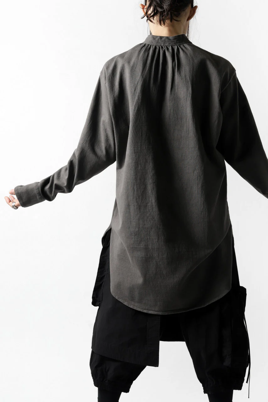 COLINA GRANPA PULL OVER SHIRT / LOG WOOD DYED HEAVY JERSEY (LOG WOOD BLACK) - Image 29