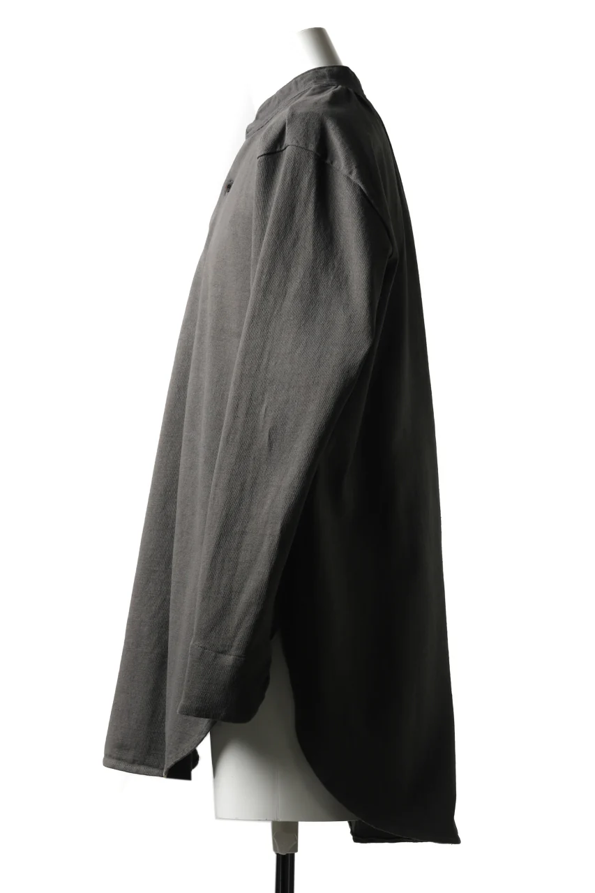 COLINA GRANPA PULL OVER SHIRT / LOG WOOD DYED HEAVY JERSEY (LOG WOOD BLACK) - Image 3