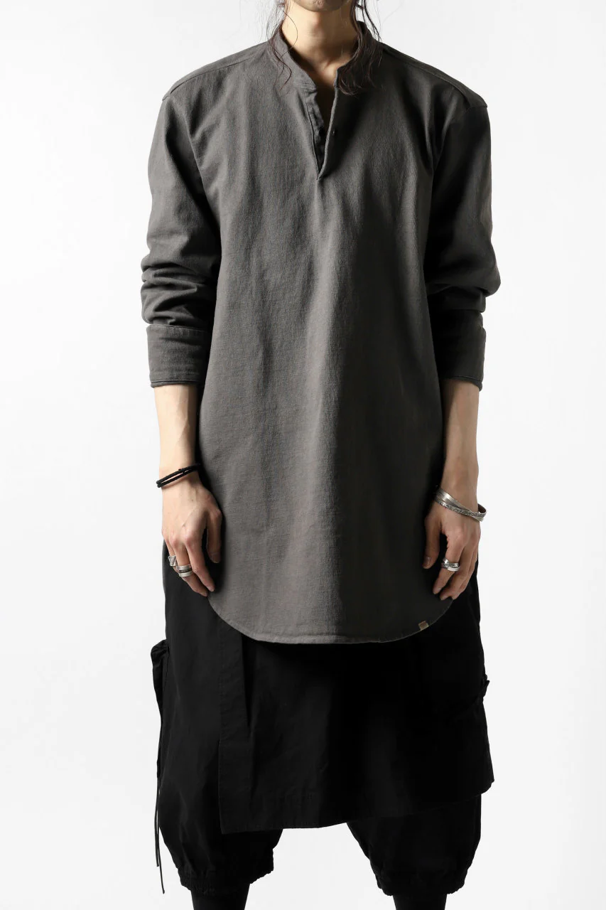 COLINA GRANPA PULL OVER SHIRT / LOG WOOD DYED HEAVY JERSEY (LOG WOOD BLACK) - Image 31