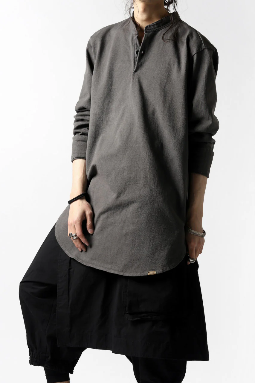 COLINA GRANPA PULL OVER SHIRT / LOG WOOD DYED HEAVY JERSEY (LOG WOOD BLACK) - Image 34