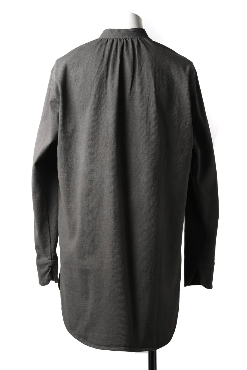 COLINA GRANPA PULL OVER SHIRT / LOG WOOD DYED HEAVY JERSEY (LOG WOOD BLACK) - Image 4