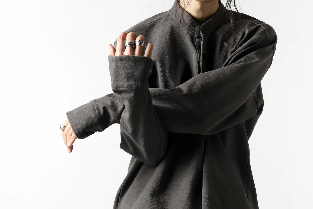 COLINA GRANPA PULL OVER SHIRT / LOG WOOD DYED HEAVY JERSEY (LOG WOOD BLACK) - Image 40