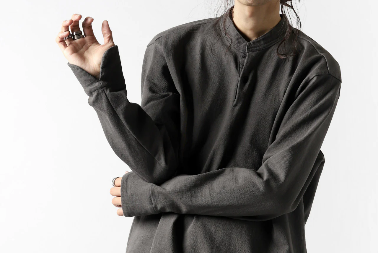 COLINA GRANPA PULL OVER SHIRT / LOG WOOD DYED HEAVY JERSEY (LOG WOOD BLACK) - Image 42