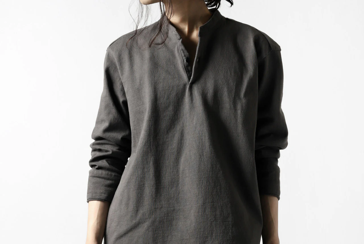 COLINA GRANPA PULL OVER SHIRT / LOG WOOD DYED HEAVY JERSEY (LOG WOOD BLACK) - Image 44