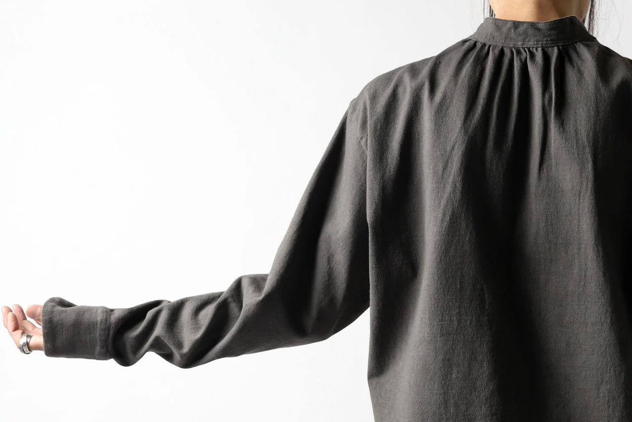 COLINA GRANPA PULL OVER SHIRT / LOG WOOD DYED HEAVY JERSEY (LOG WOOD BLACK) - Image 45