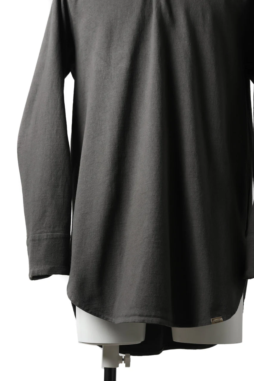 COLINA GRANPA PULL OVER SHIRT / LOG WOOD DYED HEAVY JERSEY (LOG WOOD BLACK) - Image 7