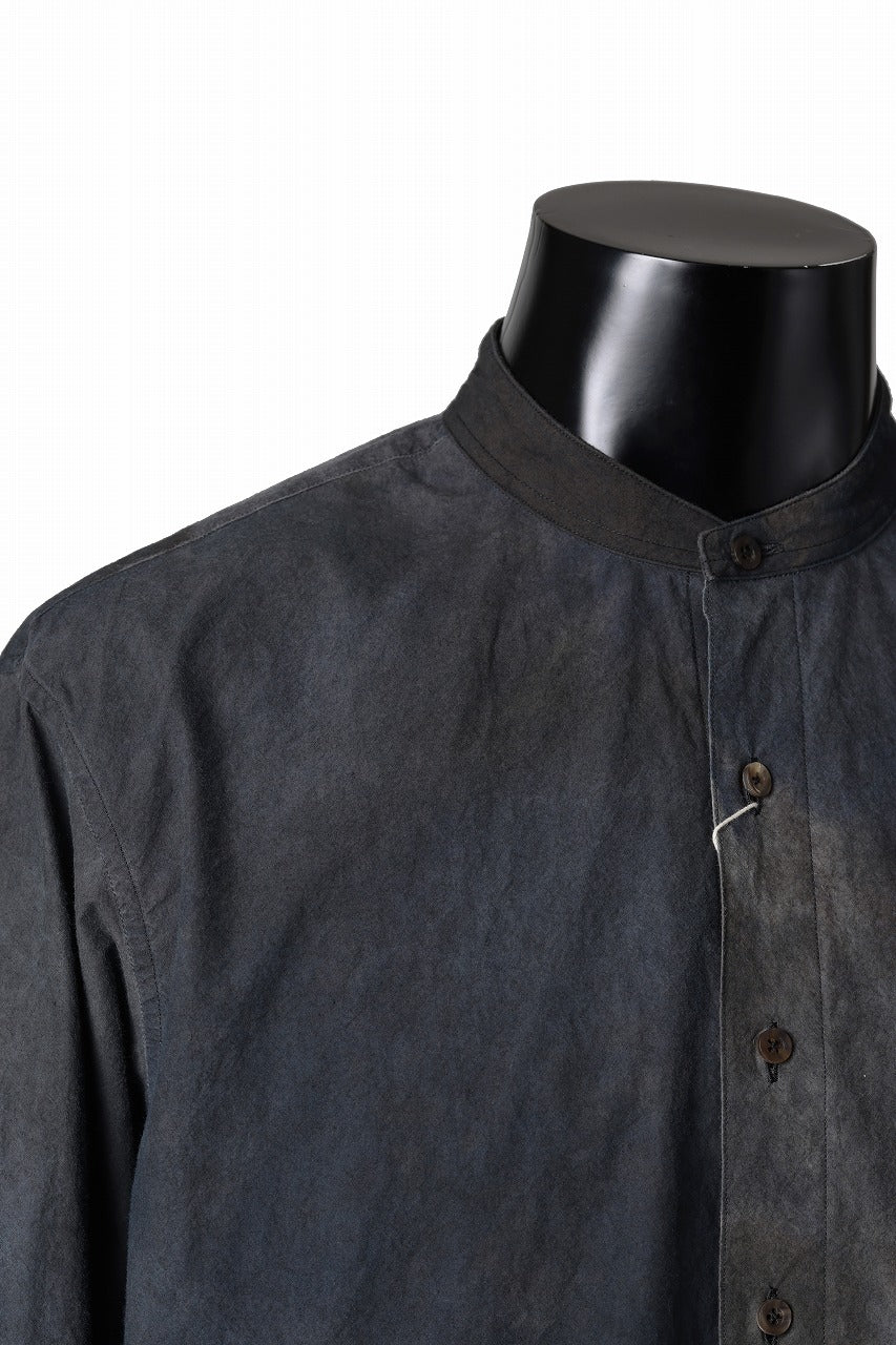 COLINA GRANPA SHIRT / DARK DYED POPLIN (BLACK MIST) - Image 10