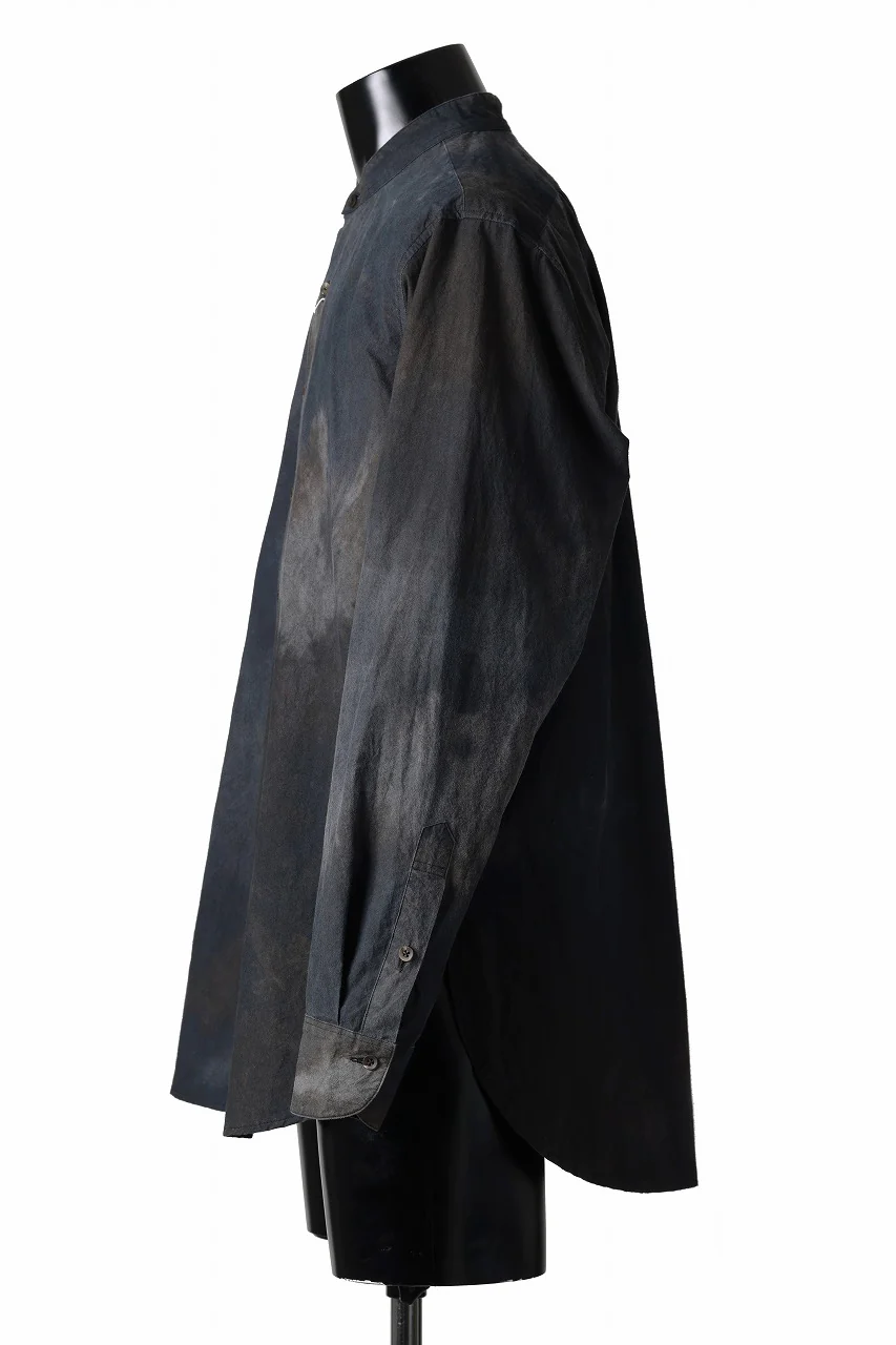 COLINA GRANPA SHIRT / DARK DYED POPLIN (BLACK MIST) - Image 3