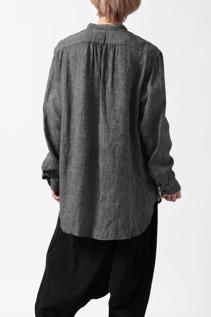 COLINA GRANPA SHIRT / LINEN TWEED (BLACK) - Image 10